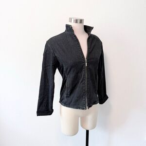 Bonton Dark Jean Denim Jacket Coat Light M Medium Y2K